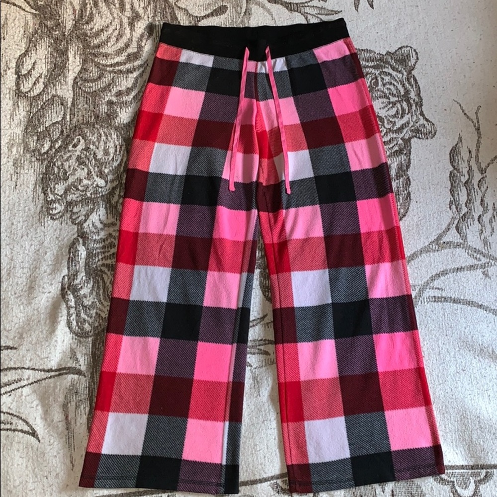 Plaid fuzzy pajama pants